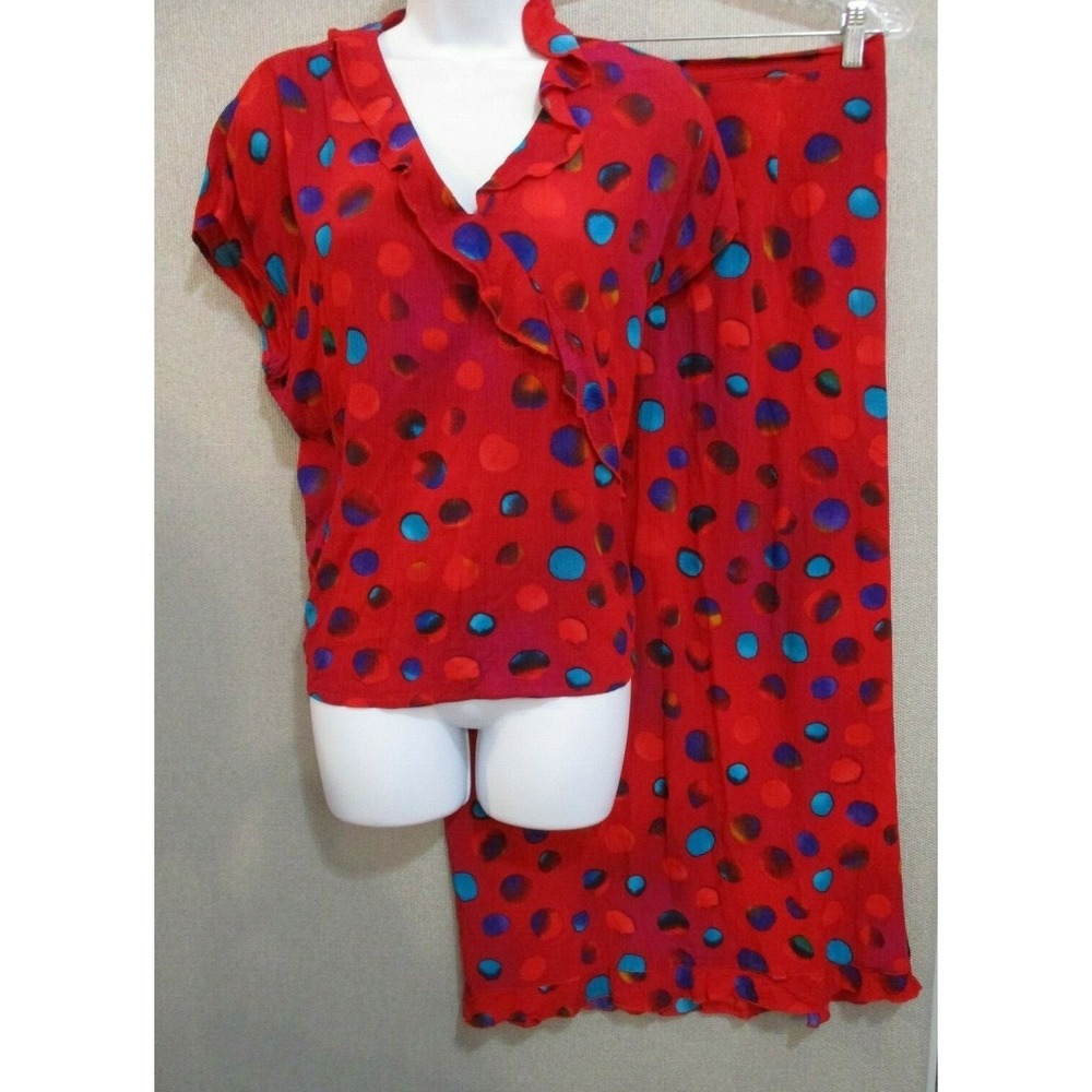 VTG 90's CM Shapes Dress Set Size 8 Medium Polka Dot Print Top & Skirt